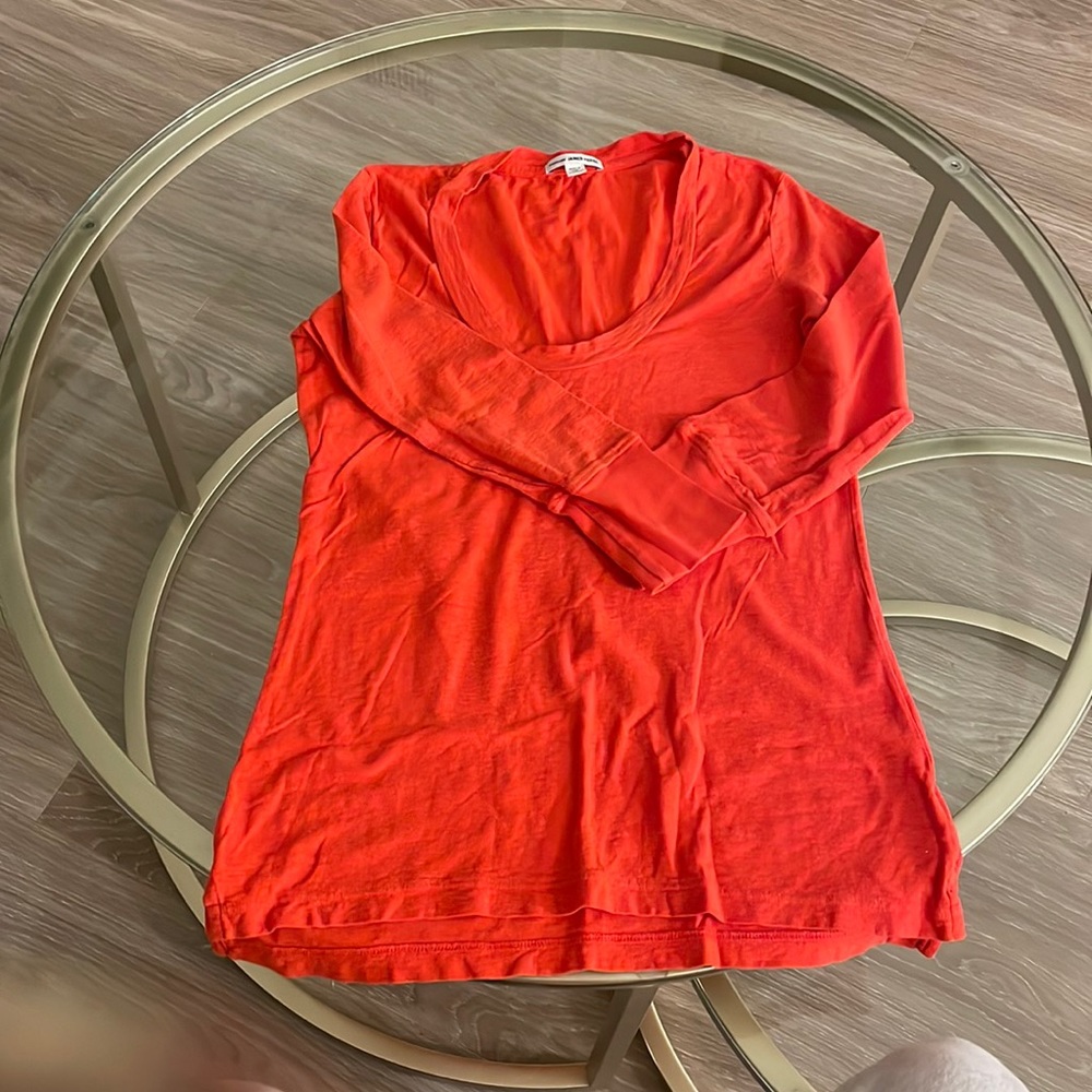 James Perse 3/4 Sleeve Orange Cotton Shirt